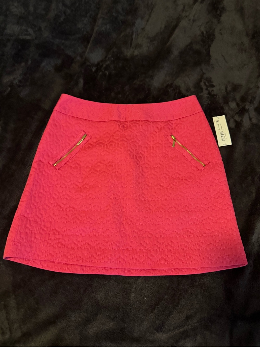 Worthington Hot Pink Quilted Mini Skirt with Gold Zippers